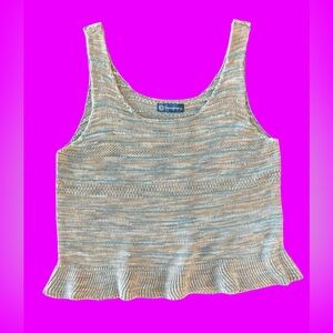 Democracy Teal and Cream Textured Knit Tank Top Size M